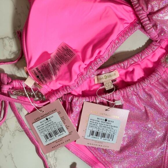 MODA MINX MAGIC IN MAKO WRAP TRIANGLE XL & RUCHED TIE SIDE BIKINI BOTTOMS L $79 - Picture 13 of 13